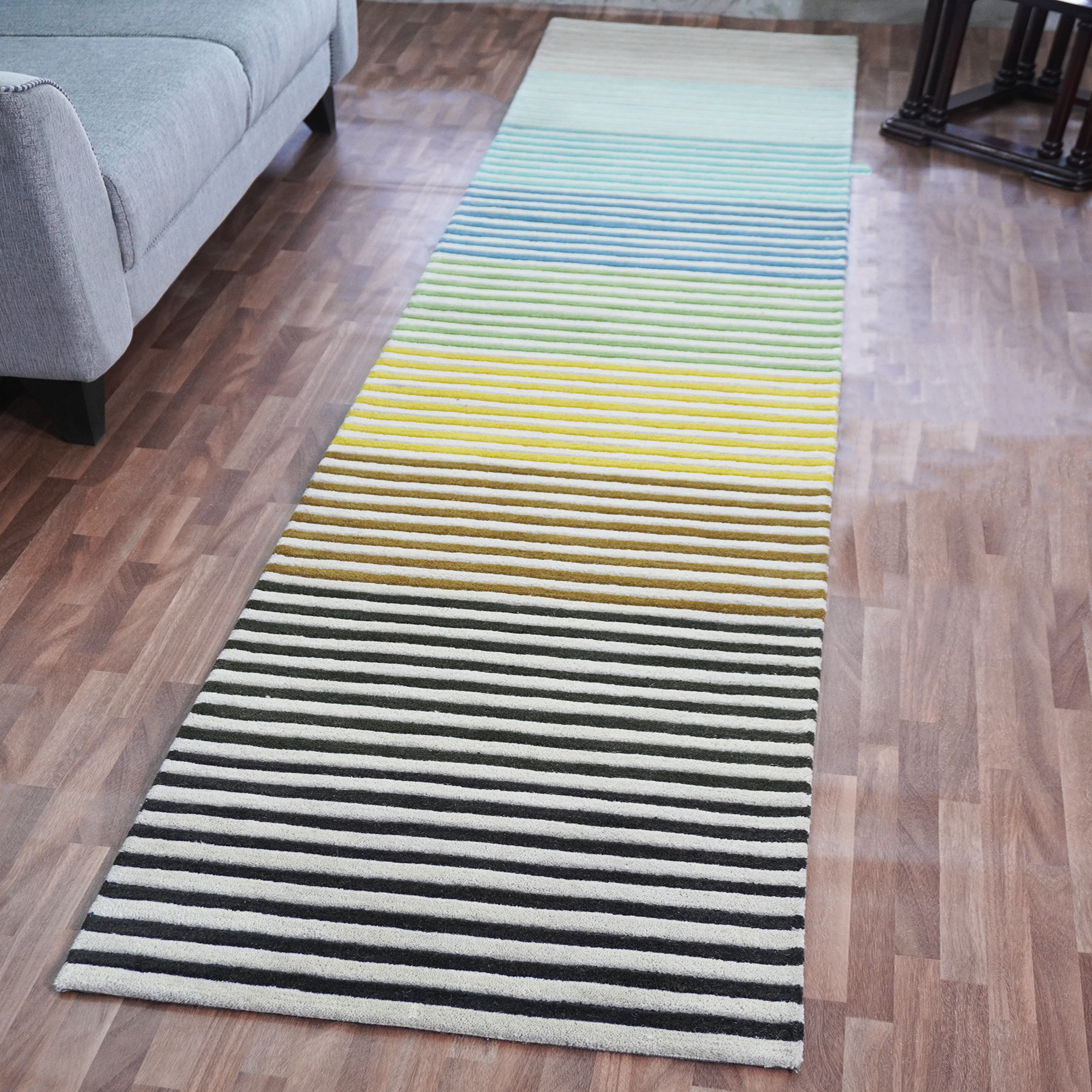 Spectrum Summer Modern Wool Striped Runner Rugs In Multi